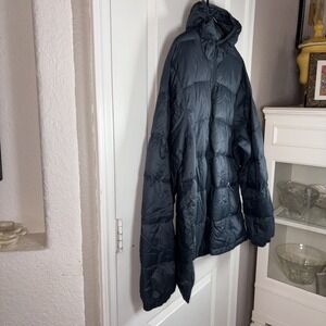 Eddie Bauer Men's Hooded Down Jacket L Wide Channel Nylon Black Warm Winter NWOT